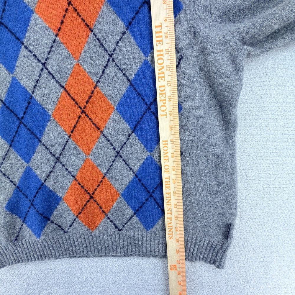 Vintage Abercrombie Fitch Sweater Mens XL Shetland Wool Argyle Gray V-Neck - Picture 7 of 7